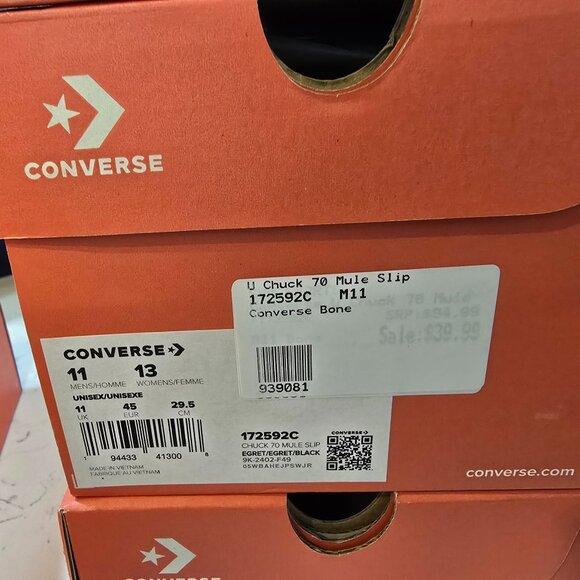 Converse Chuck 70 Mule Beige White Mens Slip On Casual Shoes 172592C SIZE 11 - Picture 8 of 12